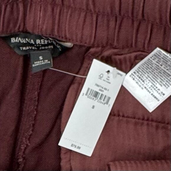 Banana Republic Travel Jogger Midrise Tapered Leg Maroon Mens Small - Picture 5 of 8
